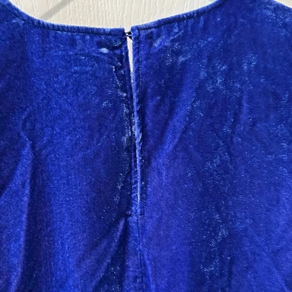 J.Crew Blue Velvet Drapey Peplum Sleeveless Blouse Top
